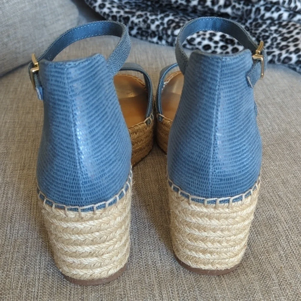 Kelly & Katie Wedgewood Blue Espadrille Wedge Sandals Size 8M